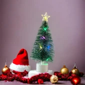 VIP KALİTE RENKLİ LED IŞIKLI MİNİ ÇAM AĞACI İĞNE DALLI ÇAM AĞACI NOEL AĞACI YILBAŞI AĞACI IŞIKLI - 1