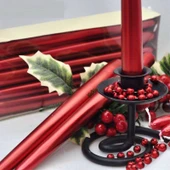 10 PCS CHRISTMAS CANDLE METALLIC BRIGHT RED CANDLESTICK 10 ADET KIRMIZI ŞAMDAN MUMU YILBAŞI MUMLARI thumbnail 3
