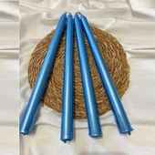 10 PCS VIP CHRISTMAS CANDLE METALLIC BRIGHT BLUE CANDLESTICK 10ADET MAVİ ŞAMDAN MUMU YILBAŞI MUMLARI thumbnail 1