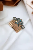 Kristal Taşlı Vintage Tarak Topuz Toka - 5