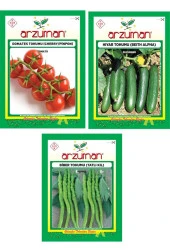 CHERY DOMATES - BEİTH ALPHA SALATALIK - TATLI KIL BİBER 3'LÜ TOHUM SETİ - 1