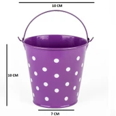 2 PCS VIP DECORATIVE GREEN PURPLE PAİL 2 ADET SAPLI METAL KOVA PUANTİYELİ KOVA MOR KOVA YEŞİL KOVA thumbnail 2