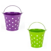 2 PCS VIP DECORATIVE GREEN PURPLE PAİL 2 ADET SAPLI METAL KOVA PUANTİYELİ KOVA MOR KOVA YEŞİL KOVA thumbnail 1