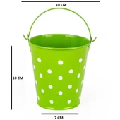 2 PCS VIP DECORATIVE GREEN PURPLE PAİL 2 ADET SAPLI METAL KOVA PUANTİYELİ KOVA MOR KOVA YEŞİL KOVA thumbnail 3