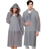 5 ADET 1.KALİTE ŞAPKALI ÇITÇITLI YAĞMURLUK GRİ YAĞMURLUK GRİ OUTDOOR YAĞMURLUK VIP UNISEX RAIN COAT - 2