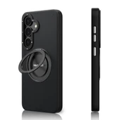 Galaxy S25 Kılıf M-safe Şarj Özellikli 360° Standlı Basit Mat Deri Desenli Youngkit Tech Leather Serisi Kapak thumbnail 3