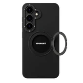 Galaxy S25 Kılıf M-safe Şarj Özellikli 360° Standlı Basit Mat Deri Desenli Youngkit Tech Leather Serisi Kapak thumbnail 2