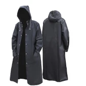 5 ADET 1.KALİTE ŞAPKALI ÇITÇITLI YAĞMURLUK SİYAH YAĞMURLUK OUTDOOR YAĞMURLUK VIP UNISEX RAIN COAT - 1