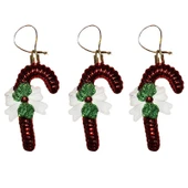 VIP DELUXE 3 ADET FİYONKLU BASTON ÇUBUK YILBAŞI AĞAÇ SÜSÜ 10 CM PARLAK SİMLİ KIRMIZI NOEL SÜSLERİ thumbnail 3