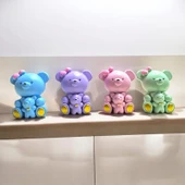 4 ADET MAKARON YAVRULU AYICIK BİBLO DEKORATİF BİBLO NOEL SÜSLERİ YILBAŞI HEDİYELERİ VİTRİN DEKOR - 1