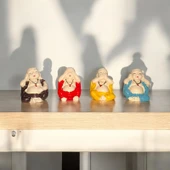 4 ADET BUDA BİBLO DEKORATİF BİBLO NOEL SÜSLERİ YILBAŞI HEDİYELERİ VİTRİN DEKOR - 1