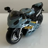 Oyuncak Motosiklet Şık Görünümlü Çek Bırak Işıklı ve Sesli Renkli 15 Cm - Mavi Su Dünyası - 6