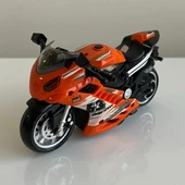 Oyuncak Motosiklet Şık Görünümlü Çek Bırak Işıklı ve Sesli Renkli 15 Cm - Mavi Su Dünyası - 8