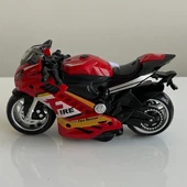 Oyuncak Motosiklet Şık Görünümlü Çek Bırak Işıklı ve Sesli Renkli 15 Cm - Mavi Su Dünyası - 1