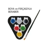 VIP KALİTE MAKET AHŞAP KALEMLİK VE KUMBARA SETİ 6 AKRİLİK BOYA SETİ - 5