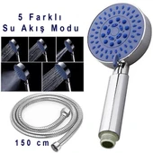 Rondo Mafsallı duş seti 5 fonksiyonlu su akış duş başlığı takımı el duş takımı paslanmaz krom - 2