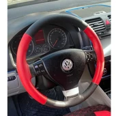 DİKİŞLİ DİREKSİYON KILIFI İTHAL SİYAH KIRMIZI DERİ SİYAH DİKİŞLİ VOLKSWAGEN GOLF İÇİN thumbnail 1