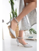 Seribo Bilek Taş Detaylı Arkası Açık Stiletto Kadın Topuklu Ayakkabı - 8