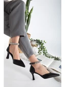 Seribo Bilek Taş Detaylı Arkası Açık Stiletto Kadın Topuklu Ayakkabı - 3