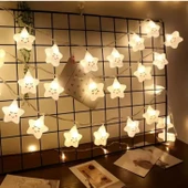 Brokoli Home Dekoratif Pilli Gülen Yüz Yıldız 10 Adet Yıldız Gün Işığı Led Dekoratif Süs Aydınlatma - 3