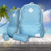 Mavi Puantiyeli Okul Çantası Unicorn Defter İkili Set - 3