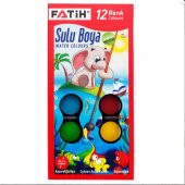 Sulu Boya 12 Renkli 24mm Orta Boy Fatih Sulu Boya 12 Renkli 24mm Orta Boy Fırça Hediyeli - 1
