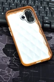 iPhone 16 Uyumlu Baklava Desenli Pırlanta Taşlı Sert Kapak Kılıf Turuncu thumbnail 7