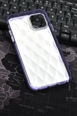 iPhone 11 Uyumlu Baklava Desenli Pırlanta Taşlı Sert Kapak Kılıf Mor thumbnail 7