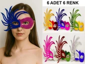 Nessiworld Rengarenk Kağıt Malzemeden İmal Parti Balo Maskesi 6 Adet - 3