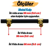 Eylül Mobilya Mutfak Dolabı Çekmece Dolap Kulpları Kapak Kulpu Kulbu Siyah Altın 96 mm Metal Kulp thumbnail 2