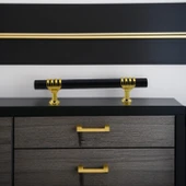 Eylül Mobilya Mutfak Dolabı Çekmece Dolap Kulpları Kapak Kulpu Kulbu Siyah Altın 128 mm Metal Kulp thumbnail 6