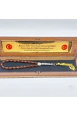 Sarı Bilek Boy Alpaka Püsküllü Ateş Kehribar Tespih - 4