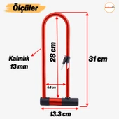Kilit Direksiyon Motosiklet Bisiklet Kilidi Motorsiklet Halat Zincir Çelik Hırsız Güvenlik 31 cm - 3