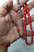Kırmızı Ceyt Taşı Alpaka Püskül Tespih Anahtarlık Ve Bileklik - 6