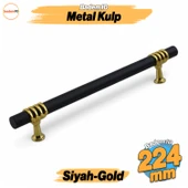Eylül Mobilya Mutfak Dolabı Çekmece Dolap Kulpları Kapak Kulpu Kulbu Siyah Altın 224 mm Metal Kulp thumbnail 1