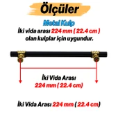 Eylül Mobilya Mutfak Dolabı Çekmece Dolap Kulpları Kapak Kulpu Kulbu Siyah Altın 224 mm Metal Kulp thumbnail 2