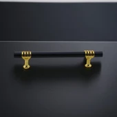 Eylül Mobilya Mutfak Dolabı Çekmece Dolap Kulpları Kapak Kulpu Kulbu Siyah Altın 224 mm Metal Kulp thumbnail 4