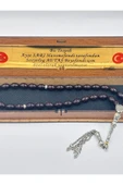 Siyah-mavi Üzüm Salkımı Alpaka Püsküllü Arpa Kesim Ateş Kehribar Tespih - 3