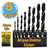 Ahşap Delme Matkap Ucu Set 8 'li Paket Ağaç Sunta Kartonpiyer Delme 3 4 5 6 7 8 9 10 mm Çap thumbnail 1