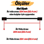 Afra Metal Mat Siyah Kulp 224 mm 22.4 cm Mobilya Çekmece Mutfak Dolabı Dolap Kapak Kulp Kulb Kulpu - 2
