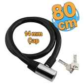 Bisiklet Kilidi 80 cm Halat Zincir Kilit Motosiklet Çelik Kilit Çap 14 Ø  Hırsız Önleme Güvenlik - 1