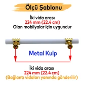 Eylül Mobilya Mutfak Dolabı Çekmece Dolap Kulpları Kapak Kulpu Kulbu Beyaz Altın 224 mm Metal Kulp thumbnail 2