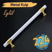 Eylül Mobilya Mutfak Dolabı Çekmece Dolap Kulpları Kapak Kulpu Kulbu Beyaz Altın 224 mm Metal Kulp thumbnail 1