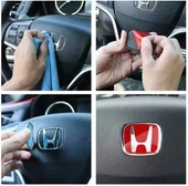 Honda FC5 FB7 FD6 Ies Makyajlı Direksiyon Logosu 5 x 4 cm MAVİ - 5