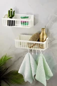Yapışkanlı Plastik Banyo Rafı İkili Banyo Düzenleyici Duş Rafı Organizer Şampuanlık - 8