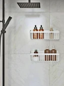 Yapışkanlı Plastik Banyo Rafı İkili Banyo Düzenleyici Duş Rafı Organizer Şampuanlık - 10
