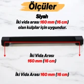 Orta Köprü (160 mm - 16 cm) Siyah Metal Mobilya Mutfak Çekmece Dolap Dolabı Kulbu Kulpu Kulpları - 2