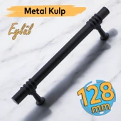 Eylül (128 mm - 12.8 cm) Siyah Metal Mobilya Mutfak Çekmece Dolap Dolabı Kapak Kulbu Kulpu Kulpları thumbnail 1