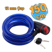 Bisiklet Halat Zincir Kilit 150 cm Motosiklet Çelik Kilit Çap 12 mm Ø  Hırsız Önleme Güvenlik 1 Adet thumbnail 1