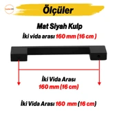 Dar Köprü (160 mm - 16 cm) Mat Siyah Metal Mobilya Mutfak Çekmece Dolap Dolabı Kulbu Kulpu Kulpları thumbnail 2
